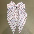 Lazo para el pelo blanco con estampado de cerezas rojas y cintas largas para mujer - Cereza Con Cintas Largas