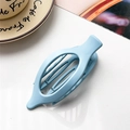 Minimalist matte light blue oval hollow hair claw clip for elegant bun hairstyles - Matte Sky Blue