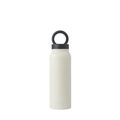 Minimalist cream vacuum insulated stainless steel water bottle with black magnetic ring lid - 24oz / Direct Drink / Off White