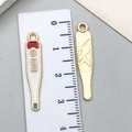 Golden thermometer charm for DIY jewelry making with white enamel finish and 3.2cm scale - White Thermometer