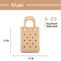 Bolso de playa pequeño en EVA color caqui con diseño perforado y doble asa - Caqui