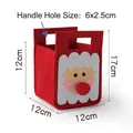 Red felt Christmas gift bag with Santa Claus design and dimensions 12x12x17cm - Red Santa Vertical Handbag