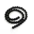 Polished black glass round beads for DIY jewelry making in triple-layered spiral style - 4mm Approximately 98 Beads Per String / Glossy Black