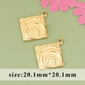 Zwei goldene quadratische DIY-Schmuckanhänger mit Sonnen-Gravur in der Größe 20,1mm x 20,1mm - Quadratischer Wirbel-Sonnenmuster-Anhänger