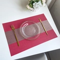 Rectangular PVC place mat featuring deep red and taupe woven jacquard Chinese style design - 30*45cm / Red Jacquard