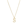 Elegant gold titanium steel necklace featuring letter S pendant with zircon inlay - Gold-S