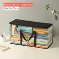 Large transparent foldable book organizer bag with black handles and 59x25x30cm capacity - Oversized / Black