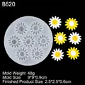 Daisy and sunflower silicone fondant mold with 7 flower cavities and finished samples - 4# Transparent B620