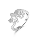 Grappige triceratops ring in zilveren afwerking met gedetailleerde dinosaurus kop en staart - Zilveren Triceratops