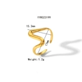 Irregular hammered gold wave open ring in titanium stainless steel for women - Fine Line Wave Style (YYR023199)