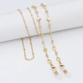 Elegant gold glasses chain with metallic discs and sparkling crystal rhinestones - Round Rhinestone Charm Spacers