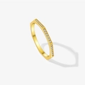 Minimalist gold S925 silver ring featuring two rows of pavé diamonds and geometric edges - Mmr366 (18k Gold) / Size 6
