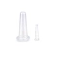Detail view of two different sizes of clear silicone facial cupping therapy massage cups - White 2-Piece
