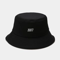 Cappello da pescatore nero in cotone con ricamo 1987 bianco e tesa rinforzata - M (56-58cm) / Nero