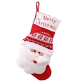 Red knitted Christmas stocking with 3D Santa Claus figure and Merry Christmas embroidery - Large Head Santa Knitted Stocking
