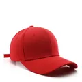 Classic red adjustable baseball cap with curved brim and breathable cotton fabric - Red