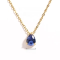 Detail showing a 6x8mm blue pear-cut zircon pendant with 42cm gold chain specifications - Blue Teardrop