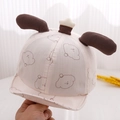 Detail of baby cotton baseball cap with cute dog ears and star embroidery on soft fabric - 48cm(6-24 Months) / Double-Ear Puppy Beige