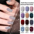 Diamond glitter gel nail polish in silver grey SZ001 color with 12 color swatches - 8ml (No Chart) / 12 Colors Crushed Diamond Set