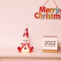 Muñeco de nieve de felpa luminoso con gorro de cuadros rojos y luz LED cálida - Con Luces LED / 25cm