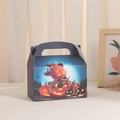Caja de regalo de Halloween con diseños de calabaza y gato negro, incluye asa superior - Azul Oscuro Estilo Gato Negro Calabaza de Halloween