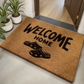 Welcome Home natural coir doormat with slipper pattern for entryway and outdoor use - Home Footprint
