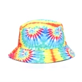 Unisex colorful tie-dye bucket hat with rainbow spiral pattern for outdoor sun protection - Rainbow Spiral Radial Tie-dye (#30)