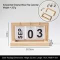 Calendrier perpétuel minimaliste en bois naturel avec anneaux métalliques et cartes - Calendrier à Feuilles Mobiles en Bois Brut (Détachable)