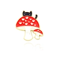 Spilla smaltata cartoon con un gatto nero dietro un fungo rosso decorato con cuori - CC740-Fungo a Cuore e Gatto Nero