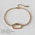 Bracelet minimaliste en acier plaqué or 14K avec breloque mousqueton ovale élégante - Fermoir à Vis Maillon Rond Or 14K (XBL0062-2)