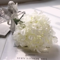 Elegant white artificial hydrangea flower with vintage scorched edges for home decor - White
