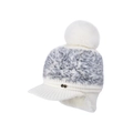 Berretto invernale in peluche con paraorecchie bianco e grigio e fibbia in metallo NY - Bianco