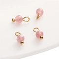 Pink faceted natural stone charm with gold loop for DIY jewelry making and crafts - Pink Tourmaline