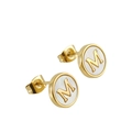 18K gold plated stainless steel stud earring with letter M shell inlay detail - Letter M / Gold