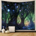 Fantasy magic forest wall hanging tapestry with glowing ancient tree for home room decor - Fantasy Forest / 100*150CM Brushed Fabric