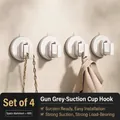 Set of 4 gun grey suction cup hooks made of space aluminum and ABS for bathroom - Set of 4 / Cream White