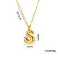 18K gold plated copper initial S pendant necklace with adjustable 40+5cm chain for women - Letter S