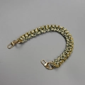 Short 40cm woven bag strap with golden chain and colorful cords for DIY accessories - Old Version / Patterned White