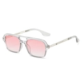 Sonnenbrille mit rosa Verlaufsgläsern transparentem Rahmen und Metallbügeln - Grauer Rahmen / Rosa Gläser