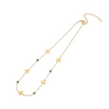 Golden stainless steel double-layer necklace with bird pendant and blue evil eye bead - Bird and Evil Eye Necklace (2#)