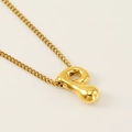 Classic gold titanium steel necklace featuring a polished bubble letter P pendant charm - Letter P
