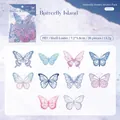 Set di adesivi a farfalla in PET scintillante serie Butterfly Island in stile vintage - Lampioni Invernali
