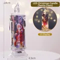 Transparent Christmas LED candle with Santa and reindeer pattern, height 18cm, 6.5cm base - Santa Claus