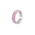 Eternity band ring with rectangular pink zircon stones in a silver-tone setting - Steel Color + Pink Zirconia