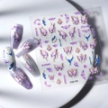 Autocollants ongles 5D papillon dégradé violet avec texture dorée sur plat blanc - Texture Papillon Dégradé Violet Rose (FEB-789)
