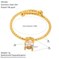 Detail of adjustable 18k gold plated stainless steel ring with moon-shaped zircon stone - Rectangular Zirconia Style (SR328G)