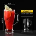 380ml elegant tall glass cup with handle for mojito cocktails and juice drinks - Style 22 Juice Glass