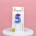 Blue and purple gradient number 5 birthday candle with glitter finish for party cakes - Number 5 / Purple To Blue Gradient