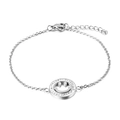 Bracciale smiley minimalista in acciaio al titanio argento con catena regolabile - Argento