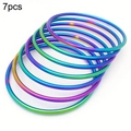 Set of 7 pieces rainbow gradient stainless steel bangles with iridescent polished finish - 7 Rings / 53mm (Inner Diameter) / Colorful